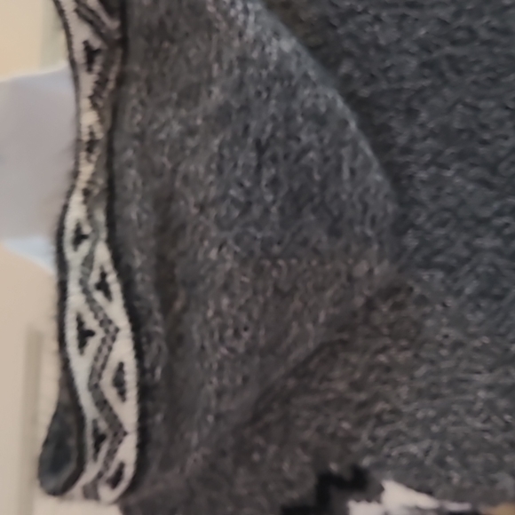 Grey Lace Up Hooded Sweater Knit Small Llama Alpaca S - Picture 6 of 6